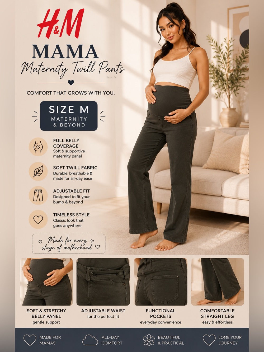 🤰🏻H&M Mama Maternity Twill Pants